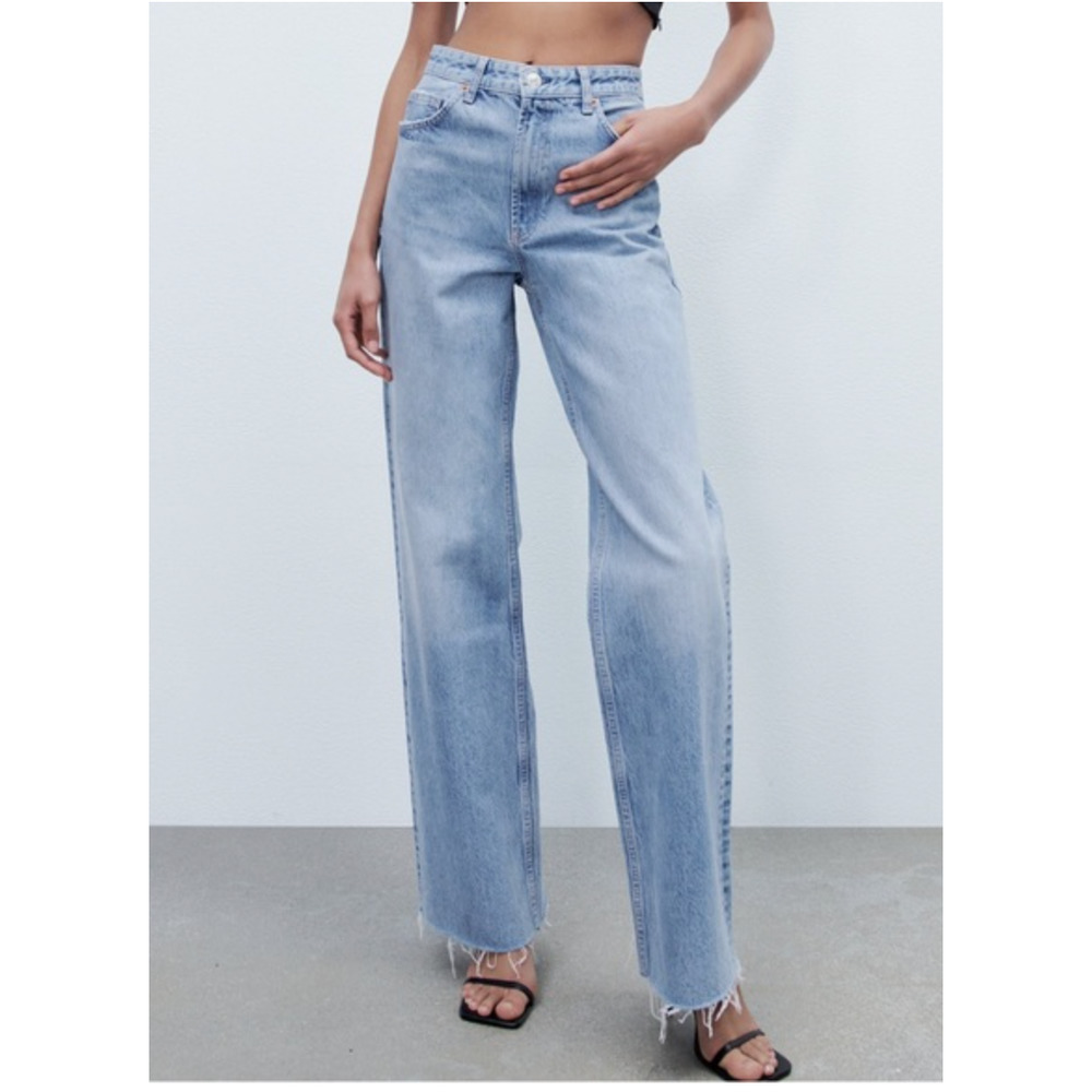 Zara Light Blue Flare & Wide Leg Jeans